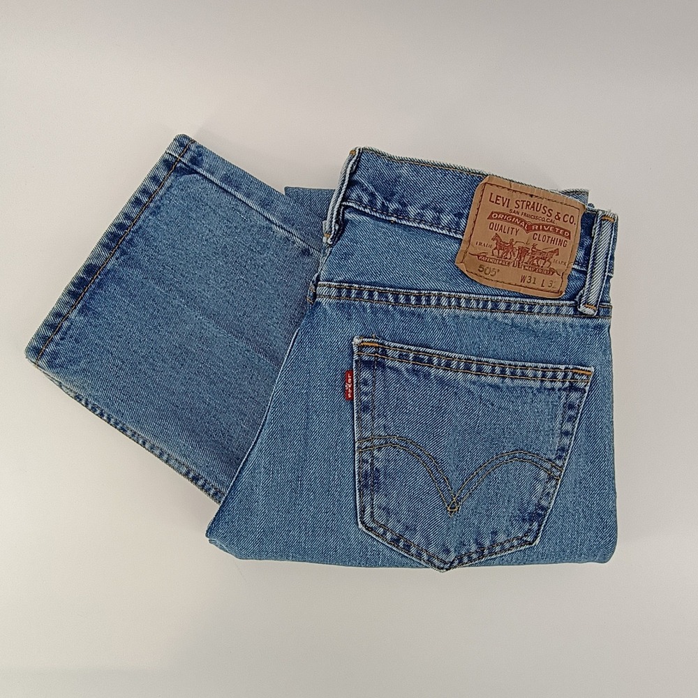 Levi 505 Jeans Men 31x32 Blue Straight Leg Regular Fit Denim Classic Workwear.